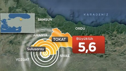 Merkez üssü Sulusaray ilçesi olan 5.6 büyüklüğündeki Tokat depreminden Samsun, Yozgat, Amasya, Sivas ve Ordu'dan hissedildi - haberler