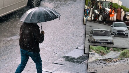 Asfalt çöktü, mahsur kalanlar kepçelerle kurtarıldı: Çok sayıda il şiddetli yağışların pençesinde! - gundem