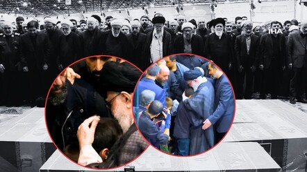 Cenaze töreninde dikkat çeken an! Hamaney, Reisi'nin torunlarına sarıldı - gundem