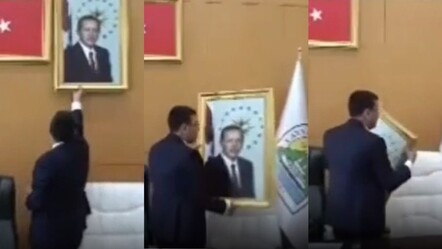 Hakkari'de kayyım atanmıştı... DEM'li Başkanın Erdoğan'ın fotoğrafını indirdiği anlar ortaya çıktı - gundem