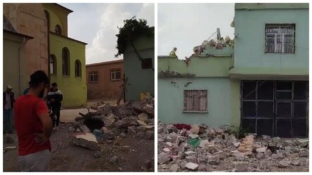 Diyarbakır'da faciaya ramak kala! Fırtınanın yıktığı cami minaresi evin üstüne devrildi - gundem