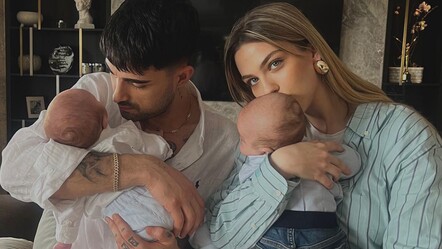 İdo Tatlıses ile Yasemin Şefkatli ikizlerinin yüzünü ilk kez gösterdi - magazin