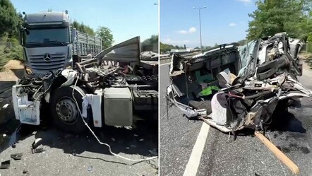 Otoyolda feci kaza! Tırın kupası koptu, ortalık savaş alanına döndü - gundem