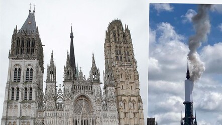 Fransa'nın simge yapısı Rouen Katedrali'nde yangın! Vatandaşlara 'bölgeden uzak durun' uyarısı - dunya