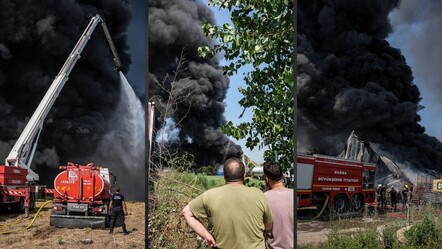 Bursa'nın Yıldırım ilçesinde kağıt ve elyaf fabrikasında yangın! - haberler