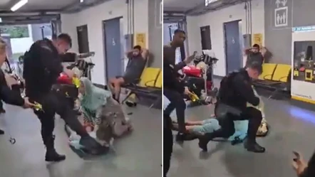Manchester Havalimanı'nda skandal görüntü! Polis yerde yatan kişinin yüzünü tekmeledi, kafasına bastı - Dünya