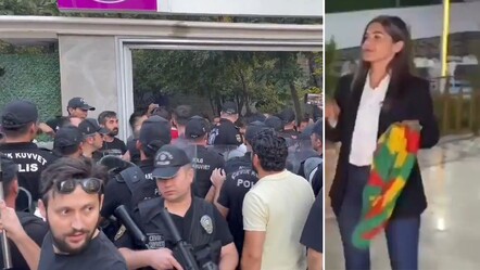 DEM Parti'den Van'da halay provokasyonu! Neslihan Şedal PKK paçavrasıyla halay çekti, polis slogan atanları topladı - dunya