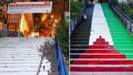 Merdivenlere Filistin bayrağı resmedilmişti! Beyaza boyandı, Beyoğlu Belediyesi'nden açıklama geldi - dunya