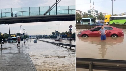 Sağanak D-100'ü vurdu, İstanbul'a ulaşım kesildi! Araçlar trafikte kaldı - gundem