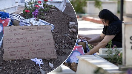 Ayşenur Ezgi Eygi'nin mezarına bırakılan pankart dikkat çekti! Annesinin ziyareti yürekleri dağladı - gundem