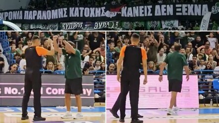 Ergin Ataman pankartı gördü çılgına döndü! Yunan taraftarın Kıbrıs provokasyonu sonrası ilk açıklama - spor