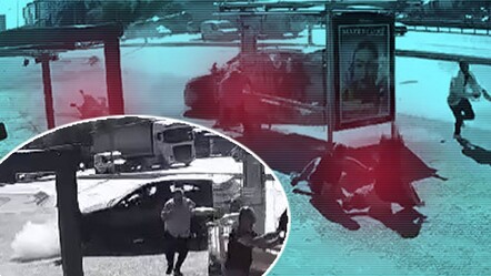 Lastiği patlayan otomobil durağa daldı! Esenyurt'taki panik dolu anlar kameraya yansıdı - gundem