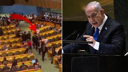 Gazze Kasabı Netanyahu BM'de konuştu! Türk heyeti salonu terk etti - dunya
