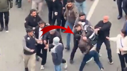 Batman Belediyesi önünde skandal görüntüler! Polise yumruk atınca ortalık karıştı - dunya
