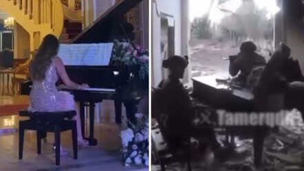 Katliamcı İsrail askerleri, Lübnan'da harabeye çevirdikleri evde piyano çaldı - dunya