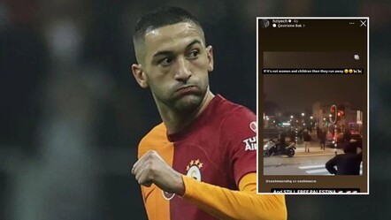 Maccabi taraftarları kaçtı, Hakim Ziyech paylaştı! “Karşılarındaki kadınlar ve çocuklar olmayınca kaçıyorlar” - dunya