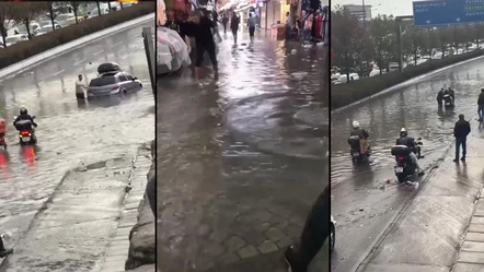 İzmir'i sel aldı! Etrafı su bastı, vatandaşlar mahsur kaldı - Gündem