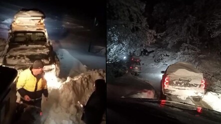 Bolu'da araçlar 1,5 metrelik karda mahsur kaldı - gundem