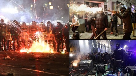 Gürcistan'da olaylar tırmandı! Polisle çatışan göstericiler sokaklara savaş alanına çevirdi - gundem