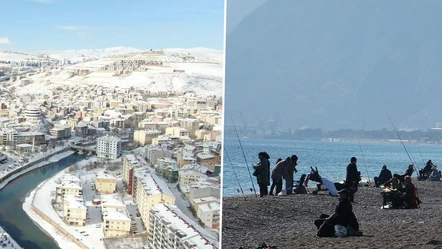 Aynı gün 2 farklı mevsim: Bir yandan kar küreme mesaisi diğer yanda deniz keyfi - Yaşam