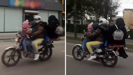 Trafikte gören telefona sarıldı! Tüm aile motosiklette - Yaşam