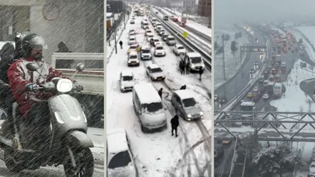 İstanbul'da kar fena bastırdı! Tipiden göz gözü görmüyor, araçlar zor ilerliyor - gundem
