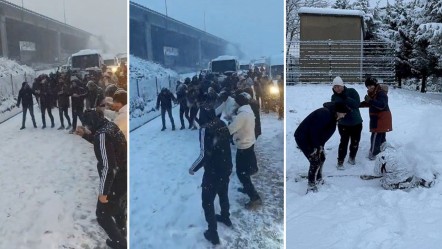 Altay fırtınası fena vurdu! Kocaelililer buz gibi havada kar altında halaya tutuştu - Yaşam