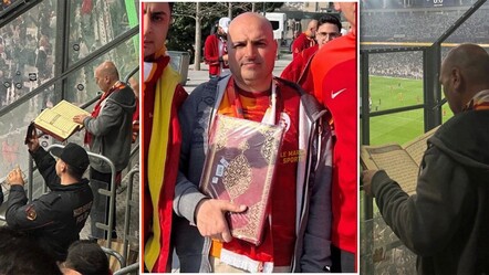 Beşiktaş-Galatasaray tribünlerinde şaşırtan görüntü! Kur'an-ı Kerim okuyan taraftarı gören bir daha baktı - spor