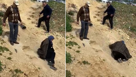 Hastanenin kestirme rampasında düştü! Yola tepki videosu çekerken biri daha düştü - Gündem