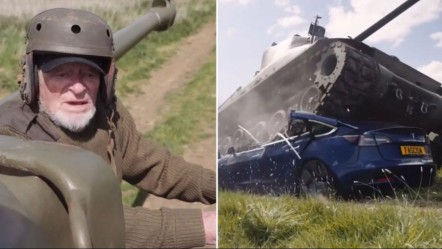 98 yaşındaki savaş gazisi Tesla'yı tankla ezerek Musk'a meydan okudu! "Faşizmi yine ezeceğiz!" - Dünya
