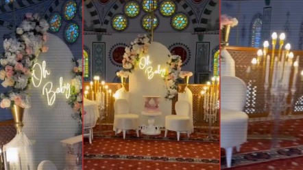 Pes dedirten görüntüler! Camide 'baby shower partisi' müftülüğü harekete geçirdi - Gündem