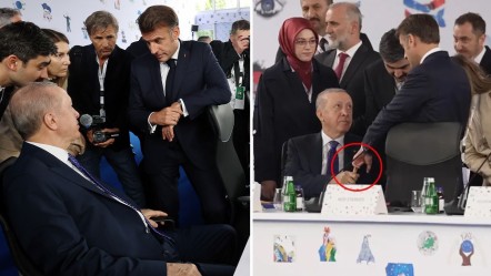 Macron'un üstünlük kurma çabasına "Erdoğan" ayarı! Sosyal medya bu görüntüleri konuşuyor - Gündem
