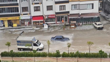 Sağanak ve dolu bir anda bastırdı, ilçeyi su bastı! - Yaşam