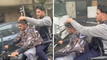 İstanbul'un göbeğinde pes dedirten yolculuk! Bir yandan saç kesti, bir yandan da... O anlar saniye saniye kamerada - Yaşam