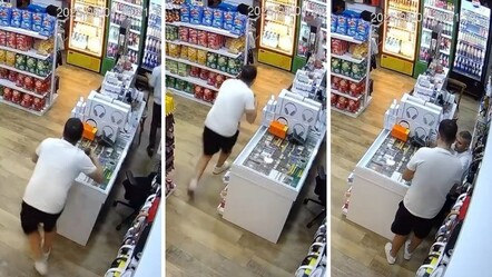 Panik anları kamerada! Depremden kaçarken çay bardağını bırakmadı - haberler