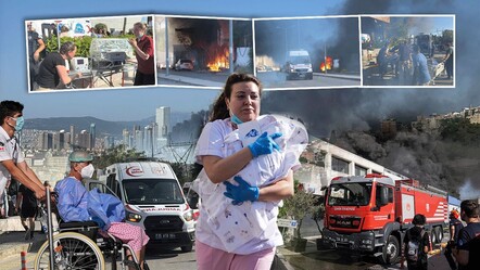 İzmir'de korkutan yangın, patlama sesleri duyuldu! Hastane tahliye edildi, alevlerle amansız mücadele - haberler