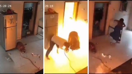 İzleyenleri hayrete düşüren olay! Tüpteki gaz kaçağı faciayla sonlandı - Dünya