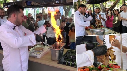 500 derecede ısıtılıp üstüne etler asılıyor! Damak çatlatan Topuz kebabı hayran bırakıyor - Ekonomi