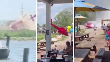 İniş anında korkutan kaza! Helikopter yan yattı: O anlar kamerada - Dünya