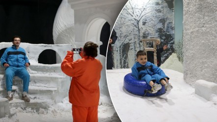 Dışarısı 41, içerisi eksi 3 derece! 50 ton buzla yapıldı, ısınmak için mont giyip sıcak salep içiyorlar - Yaşam