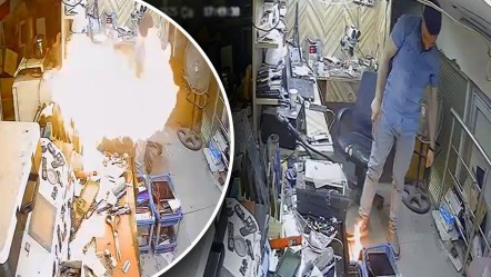 Bir anda patladı, alev topu dükkanı sardı! Korku dolu anlar kamerada - Gündem