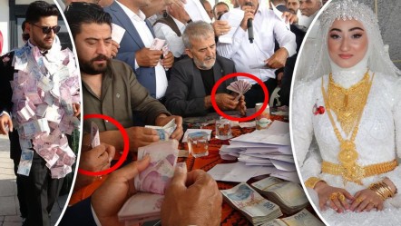 Aşiret düğününde gelini altın, damadı parayla kapladılar! Say say bitmedi: Takı töreni 4 saat sürdü - Yaşam