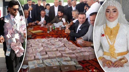Aşiret düğününde gelini altın, damadı parayla kapladılar! Say say bitmedi: Takı töreni 4 saat sürdü - Yaşam