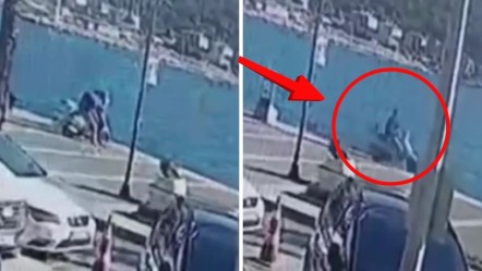 İlginç kaza anbean kamerada! Motosikletli denize böyle uçtu - 3. Sayfa