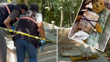 4 yıl önce ölen adamın mezarında ürküten olay! Bal mumundan bebek ve muska bulundu - Gündem