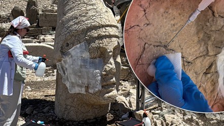 Heykeller beyaza büründü! Nemrut Dağı'nda ameliyat yapar gibi çalıştılar - Kültür - Sanat