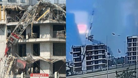 Yüksek tonajlı kule vinç büyük bir gürültüyle devrildi! Metrelerce yüksekten düştü, operatör mahsur kaldı - 3. Sayfa