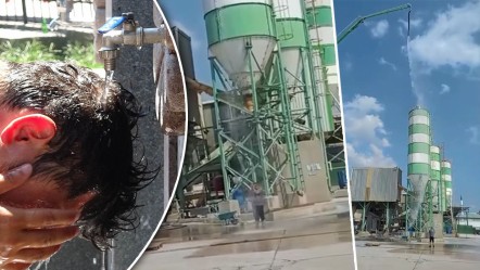 Beton mikseriyle soğuk duş alan işçilere yorum yağdı! Sıcak hava 40 dereceyi geçince ilginç görüntüler ortaya çıktı - Yaşam