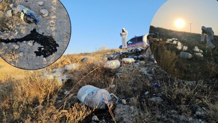 Boş arazinin ortasında gizemli bidonlar! İçlerindeki siyah sıvı tedirgin etti - Yaşam