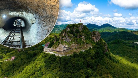 Dünya'da tek... Yurt dışından akın akın görmeye geliyorlar! Raylı kale uğrak yeri haline geldi - dunya